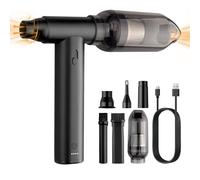 Maxetodo Aspiradora y plumero de aire inalámbrico 2 en 1, ventilador turbo de 125,000 rpm, batería de 8000 mAh, velocidades ajustables para limpieza de teclado, coche y hogar