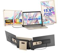 Maxfree Extensor de pantalla para laptop, extensor de pantalla triple FHD de 15.6 pulgadas, 1080P FHD, Plug & Play, triple monitor de pantalla desmontable para laptop de 13 a 17.3 pulgadas, compatible