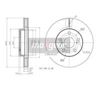 MAXGEAR 2X Disco De Freno Delante Ø255 Mm Ventilado Para Toyota Prius _W3_ 1.8