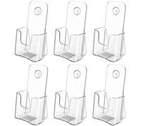 MaxGear 6 Pack Premium Trifold 4-Inch Wide Acrylic Brochure Holder Wall Mount Clear Countertop Organizer Plastic Display Stand