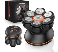 MAXGROOM Afeitadora Cabeza Hombre, Maquina Afeitar Hombre, Afeitadora para Calva en Seco y Húmedo, 7 Cabezales, Magnético, 100% impermeable, gris