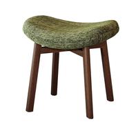 MAXHID Taburete De Tocador Giratorio De 360°, Silla De Maquillaje De Madera Maciza con Cojín Suave, Taburete Antideslizante Sin Respaldo para Tocador, Dormitorio, Sala De Estar, Verde
