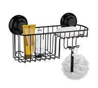 MaxHold - Cesta de ducha con ventosa para sistema de vacío, cesta combinada multifuncional de acero inoxidable, nunca se oxida, estante de almacenamiento con 2 ganchos para baño y cocina