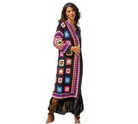 Maxi Cárdigan de Crochet Esta Chaqueta de Grannys es el Abrigo Perfecto para tu estilo Bohemino Precioso Abrigo Hippie Chic para los Días de Otoño-Invierno Handmade Wolljacke für Damen handgefertigt