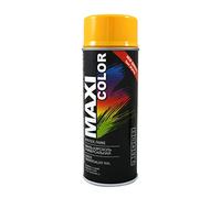 MAXI COLOR Spray de pintura en spray de alta calidad, brillante, 400 ml, universal, pintura de nitrocelulosa de secado rápido (RAL 1003 amarillo brillante brillante)