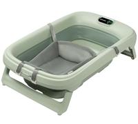 Maxi-Cosi Bañera plegable para bebés de 0 a 4 años, de Indigo Plus, con termómetro HighSense integrado, gancho para colgar plegable, verde sage