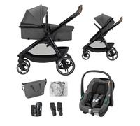 Maxi-Cosi Zelia S Trio2 Cochecito Bebé 3 Piezas, 0-4 Años, hasta 22 kg, Plegable, Compacto y Reclinable Silla de Paseo, con CabrioFix S i-Size Silla Coche Bebé, Accesorios, Gris Oscuro