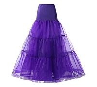 Maxi Faldas para Mujer Elástica Cintura Alta Malla Tul Plisado Una Línea Swing Falda Elegante Princesa Tutu Falda Sólida Fiesta De Graduación Formal Enagua Falda Púrpura Pequeño/Mediano