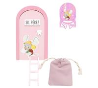 MAXI NONA MAXINONA.COM Puerta Ratoncito Pérez - 12 certificados con forma de medalla - Pegatina Ratón Pérez para la Puerta - Regalo original para niños y niñas de 5 a 8 años (Rosa)