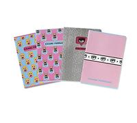 Maxi Notebooks Chiara Ferragni & Pigna, tamaño A4, cuadrado 4M 4mm, mezcla de temas Rosa/Azul, paquete de 5 cuadernos