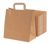 MAXI PRODUCTS - 100 Bolsas Papel Kraft con Asa Plana - 27 x 20 x 32 cm - Bolsas Regalo - Bolsitas Regalo Personalizables - Eventos y Hotelería - Comunión, Cumpleaños, Bodas - PERSONALIZABLES