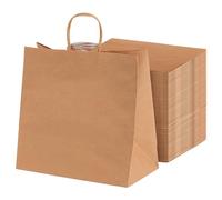MAXI PRODUCTS - 100 Bolsas Papel Kraft con Asa Rizada - 33 x 21 x 32 cm - Bolsas Regalo - Bolsitas Regalo Personalizables - Eventos y Hotelería - Comunión, Cumpleaños, Bodas - PERSONALIZABLES