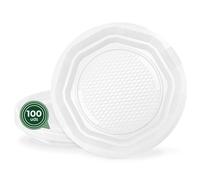 MAXI PRODUCTS - 100 Platos Plástico Blancos Reutilizables - Ø 14 cm - Platos Vajilla - Norma UNE-EN-12875-1 - Plato Redondo - Alta Resistencia - Picnic - Celebraciones - APTO COMIDAS CALIENTES Y FRÍAS