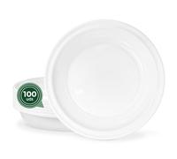 Maxi Products - 100 Platos Plástico Blancos Reutilizables - Ø20.5 cm - Platos Vajilla - Norma UNE-EN-12875-1 - Plato Redondo - Alta Resistencia - Celebraciones - APTO COMIDAS CALIENTES Y FRÍAS