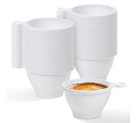 Maxi Products - 100 Tazas de Café Reutilizable Blanca - 170 cc (6 oz) - Vasos Desechables - Perfecta para Catering, Oficinas y Eventos - Ideal para Hostelería - EXTRA RESISTENTE