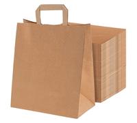 MAXI PRODUCTS - 100 Unidades - Bolsas Papel Kraft con Asa Plana - 27 x 20 x 32 cm- Bolsas Regalo - Bolsitas Personalizables - Eventos y Hotelería - Comunión, Cumpleaños, Bodas - PERSONALIZABLES
