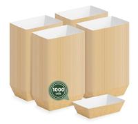 MAXI PRODUCTS - 1000 unidades Cuenco Cartón Desechables - Cuenco Aperitivos - Comida para llevar - Bandeja Cartón - Comidas frías y calientes - Aperitivo Desechable - 15x8,5x4,5cm - APILABLE