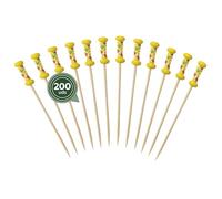 MAXI PRODUCTS - 200 Pinchos Bambú Decorados Agarrador Trenzado Amarillo - 12 cm - Palillos para Aperitivos - Pinchos Degustación Catering - Palillos Cóctel, Fruta, Aperitivos - PINCHO BAMBÚ