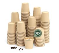 MAXI PRODUCTS - 200 unidades Vasos Café Desechables Kraft - Vasos Cartón 200 cc - Vasos Desechables Catering - Vasos Café para Llevar - APTO BEBIDAS CALIENTES Y FRÍAS