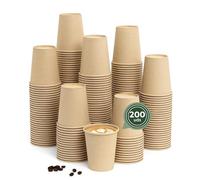 MAXI PRODUCTS -200 unidades Vasos Café Desechables - Vasos Cartón - Vasos Desechables Catering - Vasos Café para Llevar - Vasos Kraft 250 cc - APTO BEBIDAS CALIENTES Y FRÍAS