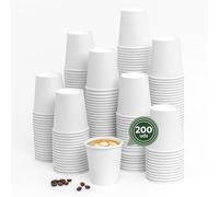 Maxi Products -200 unidades Vasos Café Desechables - Vasos Cartón - Vasos Desechables Catering - Vasos Café para Llevar - Vasos Blancos 200 cc - APTO BEBIDAS CALIENTES Y FRÍAS