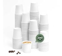 Maxi Products - 200 unidades Vasos Café Desechables - Vasos Cartón - Vasos Desechables Catering - Vasos Café para Llevar - Vasos Blancos 120 cc - APTO BEBIDAS CALIENTES Y FRÍAS
