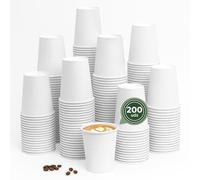 Maxi Products -200 unidades Vasos Café Desechables - Vasos Cartón - Vasos Desechables Catering - Vasos Café para Llevar - Vasos Blancos 250 cc - APTO BEBIDAS CALIENTES Y FRÍAS