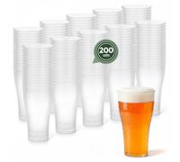 Maxi Products - 200 unidades - Vasos Pinta Plástico Reutilizables Transparentes - 450 cc - Vasos Reciclables - Fiestas, Terrazas, Eventos y Celebraciones - Apto Bebidas Frías - Vaso Duro Resistente