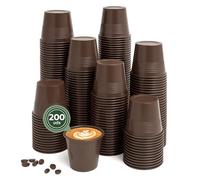 Maxi Products - 200 Vasos Café Marrón de 80 cc (3 oz) - Apto Bebidas Calientes - Vaso Café Expreso - Reciclable - Uso Profesional - Ideal para Oficinas - EXTRA RESISTENTE