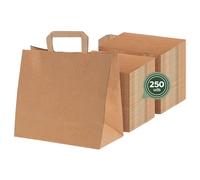 MAXI PRODUCTS - 250 Bolsas Papel Kraft con Asa Plana - 32 x 14 x 26 cm - Bolsas Regalo - Bolsitas Regalo Personalizables - Eventos y Hotelería - Comunión, Cumpleaños, Bodas - PERSONALIZABLES