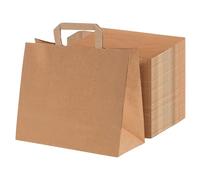 MAXI PRODUCTS - 250 Unidades - Bolsas Papel Kraft con Asa Plana - 32 x 14 x 26 cm - Bolsas Regalo - Bolsitas Personalizables - Eventos y Hotelería - Comunión, Cumpleaños, Bodas - PERSONALIZABLES