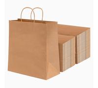 MAXI PRODUCTS - 250 Unidades - Bolsas Papel Kraft con Asa Rizada - 18 x 8 x 24 cm - Bolsas Regalo - Bolsitas Personalizables - Eventos y Hotelería - Comunión, Cumpleaños, Bodas - PERSONALIZABLES