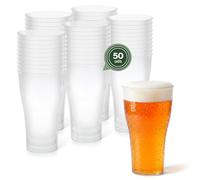 Maxi Products - 50 unidades - Vasos Pinta Plástico Reutilizables Transparentes - 450 cc - Vasos Reciclables - Fiestas, Terrazas, Eventos y Celebraciones - Apto Bebidas Frías - Vaso Duro Resistente
