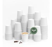 Maxi Products - 500 unidades Vasos Café Desechables - Vasos Cartón - Vasos Desechables Catering - Vasos Café para Llevar - Vasos Blancos 200 cc - APTO BEBIDAS CALIENTES Y FRÍAS