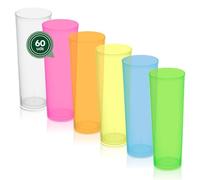 Maxi Products - Vasos Tubo Cubata de Plástico Reutilizables Multicolor 300cc para Fiestas, Eventos y Celebraciones - Irrompible y Reciclable