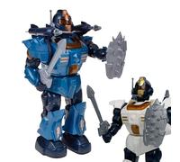 Maxi Robot de juguete caminante de 35 cm con luces y sonidos, lanza misiles que funciona, espada, escudo, rotación 360°, robot inteligente interactivo que se ilumina y dispara los misiles, colores