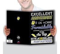 MAXI - Tarjeta gigante grande XXL para portátil y sobre de 32 x 23 cm, diseño de regalo extraordinario fantástico de 1 año más, para un amigo, padre, hijo, fabricado en Francia MX-4014