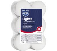 Maxi - Velas de té de producción europea Bispol, duración de 8 horas, 12 velas de té maxi en vasos de aluminio, sin aroma, certificado RAL, aprobación PZH, velas grandes, 2,2 x 5,7 mm de diámetro