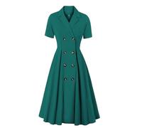 Maxi vestidos para mujer 2025 con botones y doble botonadura para el trabajo, vestido de invitada de boda, verde, M