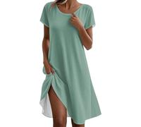 Maxi vestidos para mujer 2025 para mujer, de verano, color liso, cuello redondo, manga corta, estampado, suelto, casual, vestido blanco para mujer, verde, XXL