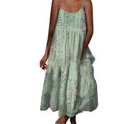 Maxi vestidos para mujer 2025 para mujer primavera/verano, estampado artístico, casual, vestido de vacaciones, vestidos midi para mujer, verde, XXL