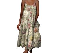 Maxi vestidos para mujer 2025 para mujer primavera/verano, estampado artístico, casual, vestido de vacaciones, vestidos midi para mujer, azul, M
