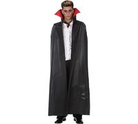 Maxia Market - Capa Negro con Cuello Rojo Para Disfraz Vampiro 140 cm