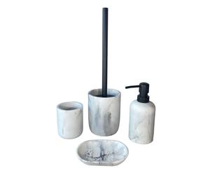 Maxia Market - Vaso Jabonera Dispensador de Jabon y Escobillero Efecto Mármol Para Baño Aseo WC