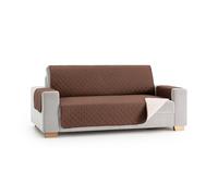 MAXIFUNDAS | Cubre Sofá Acolchado Reversible | 4 Plazas | Marrón/Beige | Cubre Protector Sofá con Tiras Elásticas de Sujeción | Modelo MAUI