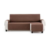 MAXIFUNDAS | Funda Sofá Chaise Longue Acolchado Brazo Derecho 200cm - Funda Sofá Extrasuave Marrón - Funda Cubre Sofá con Cintas Traseras - Funda Chaise Longue Protector Sofá Modelo MAUI