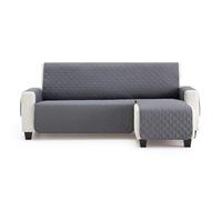 MAXIFUNDAS | Funda Sofá Chaise Longue Acolchado Brazo Derecho 240cm - Funda Sofá Extrasuave Gris - Funda Cubre Sofá con Cintas Traseras - Funda Chaise Longue Protector Sofá Modelo MAUI