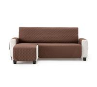 MAXIFUNDAS | Funda Sofá Chaise Longue Acolchado Brazo Izquierdo 220cm - Funda Sofá Extrasuave Marrón - Funda Cubre Sofá con Cintas Traseras - Funda Chaise Longue Protector Sofá Modelo MAUI