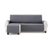 MAXIFUNDAS | Funda Sofá Chaise Longue Acolchado Brazo Izquierdo 240cm - Funda Sofá Extrasuave Gris - Funda Cubre Sofá con Cintas Traseras - Funda Chaise Longue Protector Sofá Modelo MAUI