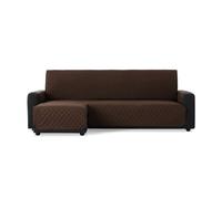MAXIFUNDAS | Funda Sofá Chaise Longue Acolchado Brazo Izquierdo 240cm - Funda Sofá Extrasuave Marrón - Funda Cubre Sofá con Cintas Traseras - Funda Chaise Longue Protector Sofá Modelo MAUI